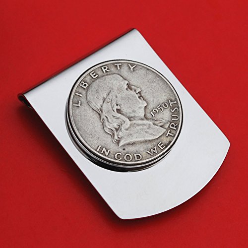 US 1950 Franklin Half Dollar Stainless Steel Large Money Clip NEW - Wide Design2