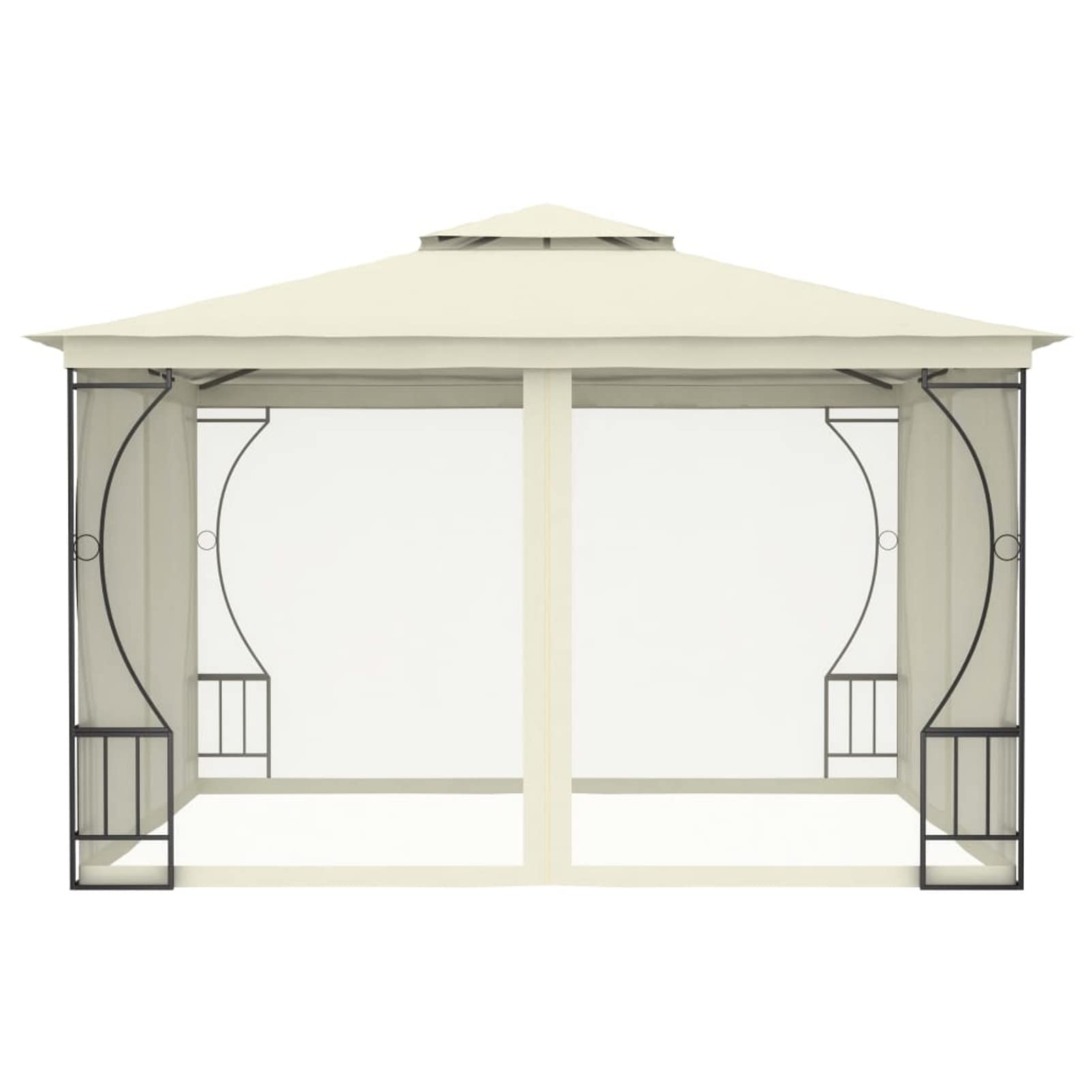 Pavillon mit Netz, XIAOGUANG Gartenpavillon, Pop-Up Partyzelt, Festzelt, Pavillon, Garden Decoration, Canopy Tent, Lagerzelt, 300x300x265 cm Creme