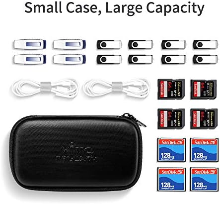 King of Flash Double Layer USB Carry Case  Cable Organiser for Travelling  Travel Bag for Pen Drives/Flash Drives/Thumb Drives/Keys  Electronic Accessories Storage Case  Black