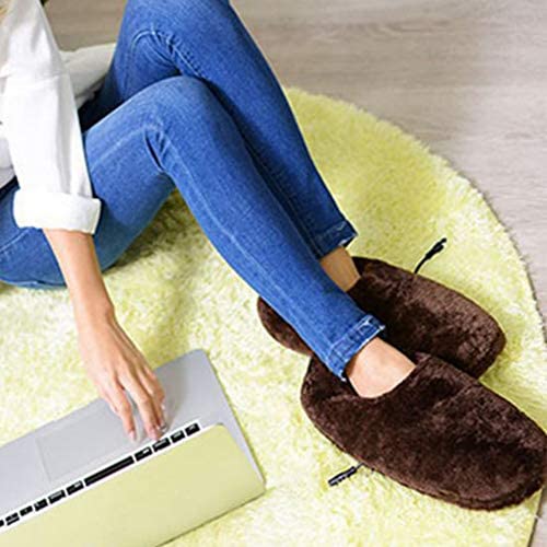 Usb Electric Heating Slippers, Heated Plush Shoe,1 Pair Indoor Foot Warmers, Winter Cold Weather Shoes, House Shoes, Keep Women Men Foot Warmer, Comfortable Free Size (Black) #TOP1