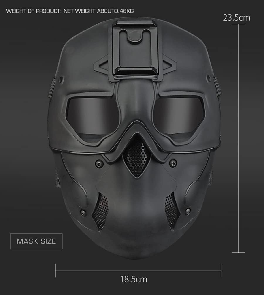 Airsoft Mask Tactical Full Face Wild Mask with Night Vision Adapter Base with Headgear for Halloween Paintball Movie Props