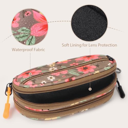 Image of Double Eyeglasses Case Soft with Zipper & Clip for Men Women
