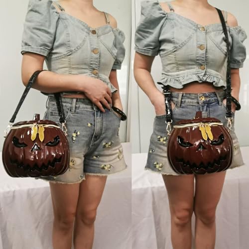 Image of Men and Women PVC Pumpkin Shaped Crossbody Shoulder Bag Handbag Halloween Pumpkin Purse