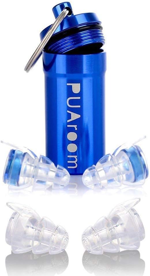 PUAroom MusicPro High Fidelity Ear Plugs 2 Pairs Reusable Soft Silicone Earplugs with Free Aluminium Container, Noise Canceling Ear Plugs for Musicians, Concert, Festival