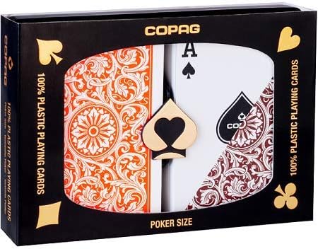 Miniatura 2 de Copag 1546 - Juego de cartas de juego de 100 plástico tamaño de póquer índice regular color naranjamarrón