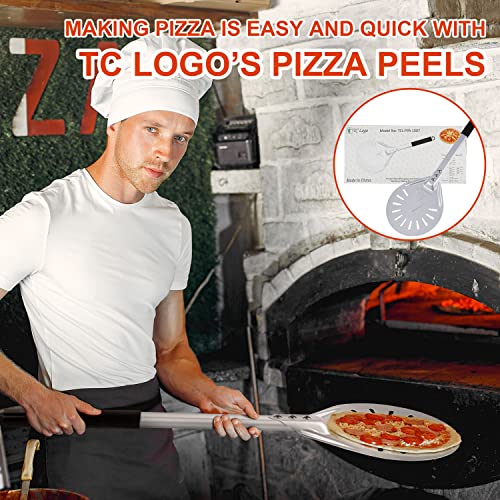 Tc Logo 8” Pizza Turning Peel & Paddle, Oven Accessories With Aluminum Plate And Rubber Handle Tool Use For Bread Peel, Pastry Dough Cake Spatula For Christmas, And New Year Party #TOP5