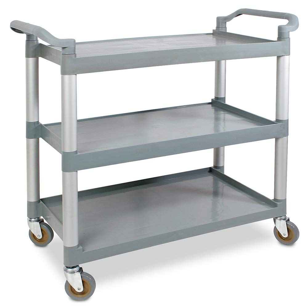 BRB Chariot de service en aluminium/plastique, 3 étages, L x l x H : 1070 x 500 x 990 mm, charge maximale : 225 kg