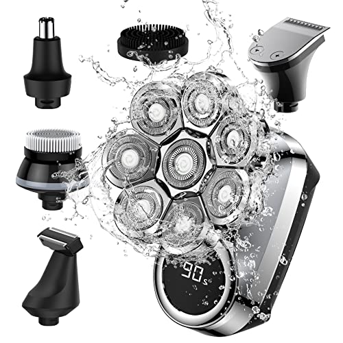 Bald Head Shaver, Upgrade 8D Floating Head Shaver For Bald Men,6-In-1 With Nose/Hair/Body Trimmer, Electric Razor Bald For Men Ipx7 Waterproof, Wet/Dry Mens Grooming Kit,Led Display, Usb Rechargeable #TOP1