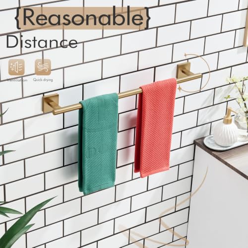 Image of KOKOSIRI Bathroom Towel Bar Bath Towel Holders for Toilet Kitchen Cabinet Wall Mount 24 Inch Champagne Bronze Stainless Steel B4005CPG-L24