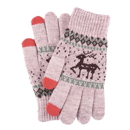 Christmas Reindeer Knit Gloves for Women, Driving, Outdoor