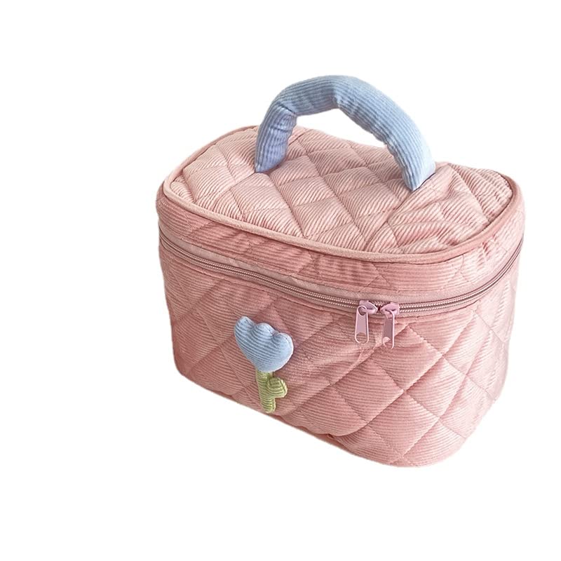 Miniatura 9 de Bolsa de maquillaje floral kawaii, bolsa para cosméticos y cosméticos, bolsa de viaje estética, organizadora de bolsa de aseo acolchada de hadas
