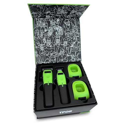 Image of TPOB Play Barber Hair Clippers for Men 7500 RPM with Rubber Grips (Green 2 Set)
