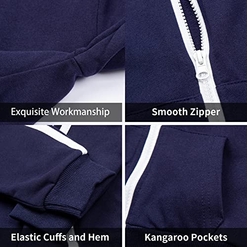 Littlespring Little Boys Tracksuit Zip Up Athletic Hoodie And Jogger Pants 2-Piece Set Navy Size 6 #TOP2