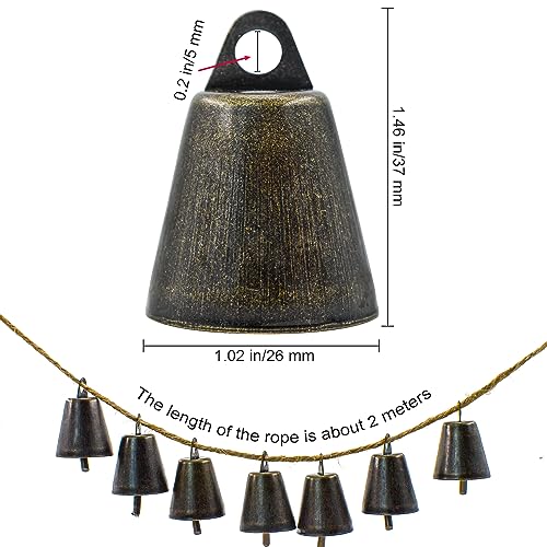 MrMrKura-9Pcs-Vintage-Bronze-Tin-Jingle-Bells-146-X-1inches-Jingle-Bells-for-Crafts-Cow-Bell-Bells-on-Jute-Rope-Christmas-Bells-for-Decoration-for-Dog-Potty-Training MrMrKura 9Pcs Vintage Bronze Tin Jingle Bells 146 X 1inches Jingle Bells for Crafts Cow Bell Bells on Jute Rope Christmas Bells for Decoration for Dog Potty Training