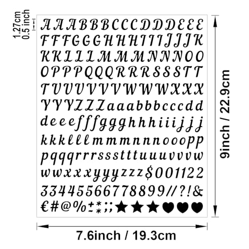 10 Blätter Buchstaben Aufkleber Kleine, 2000 Stücke 13 mm Selbstklebende Buchstaben Zahlen Sticker, Klebebuchstaben Wetterfest Vinyl Alphabet für DIY Scrapbooking, Grußkartendekoration (Schwarz)