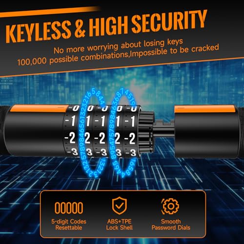 HiiPeak Strong Bike Lock, 5 Digit Resettable Combination Heavy Duty Bicycle Chain Lock, High Security Cycling Lock Anti Theft Long Chain for Bike, Motorcycle, Cycle, Door, Gate, Scooter - Image 3