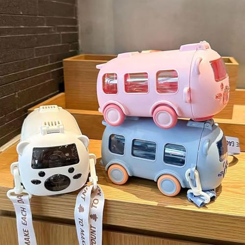 Image of Bus Water Bottle for Kids with Straw & Carry Strap - 700 ml Leakproof BPA Free School Water Bottle with Lock Lid, Cute Bus Shape Sipper Bottle for Boys, Girls, Travel & Outdoor Use