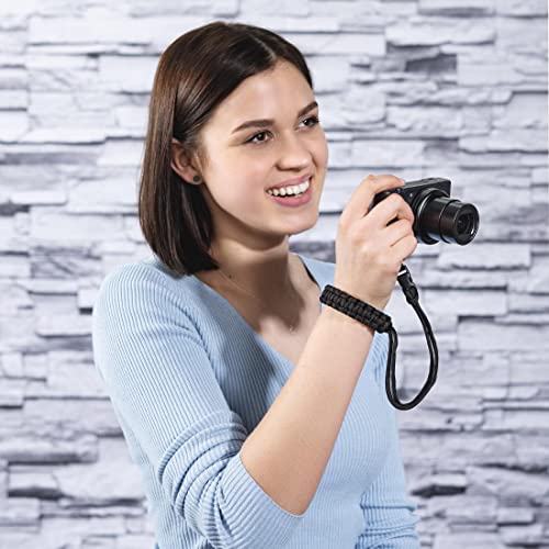 Hama Kamera Handschlaufe (Kameragurt mit Schnellverschluss, Handgelenkschlaufe, Trageschlaufe, 20 cm L&auml;nge, Nylon, Universal Handgurt f&uuml;r Kompaktkamera und Systemkamera, Retro) schwarz