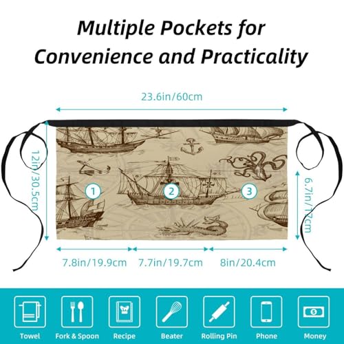 Demi-tablier de cuisine avec 3 poches pour simplifier le nettoyage de la maison - 3