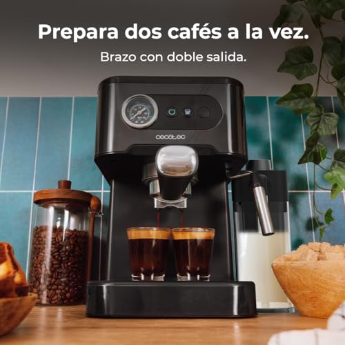 Cecotec Cafetera express para café espresso y cappuccino Power Espresso 20 Pro Latte, 20 Bares, Vaporizador, Pantalla con botones, Depósito agua 1,5L, Tanque leche 550ml - imagen 6