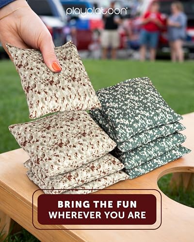 Image of Play Platoon Cornhole Bags Weather Resistant- Set of 8 Regulation Bean Bags for Tossing- Official Professional Size & Weight Corn Hole Bags Two Color All Weather Cornhole Beans Bag Set with Tote Bag