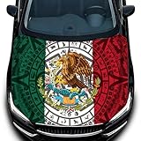 4x5Ft Mexico Flag Car Hood Cover, Elastic Polyester, Universal Fit, Patriotic Automotive Hood Covers