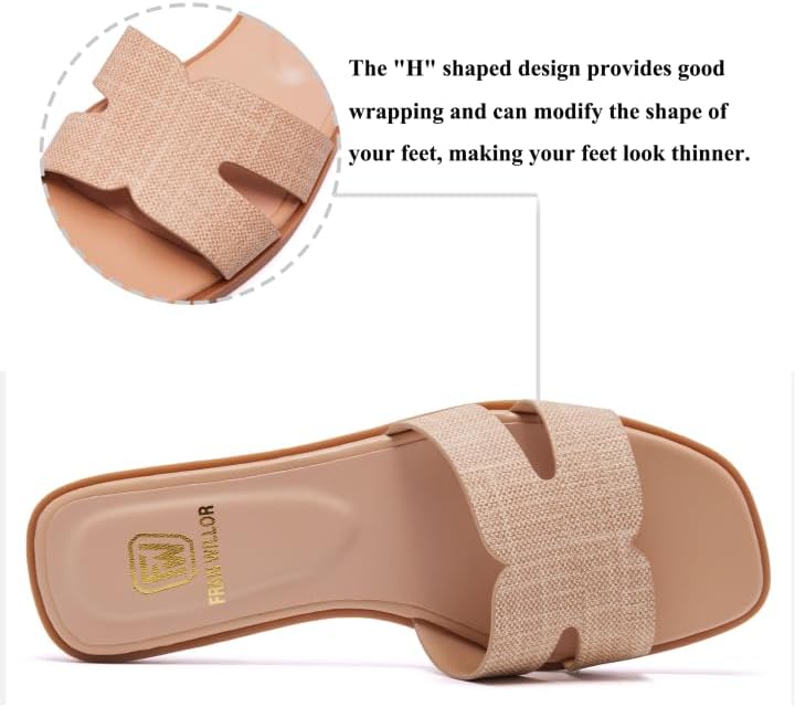 Women's Flat Sandals Dressy Comfortable Slide Sandals Fashion Square Open Toe Slip On Beach Sandals for Summer - Image 3