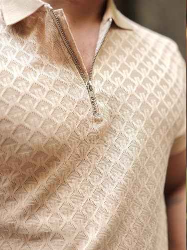 Image of Maniac || Mens || Kite || Textured || Polo Neck || Half Sleeve || Cotton || Slim Fit || Tshirt