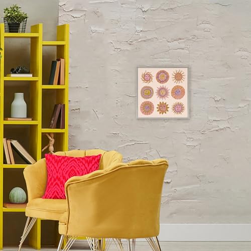 Illustration Boho Solar Faces Stupell Cadre Gris pour Mur Vide - 4