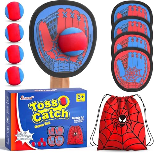 Sunrad Toss and Catch Ball Game Set,Sticky Toddler Baseball Training Glove,Beach Toys Yard Games,Kids Outdoor Games for Adults and Family,Outside Toys for 3 4 5 6 7 8 9 10+Year Old Boys Girls Gifts