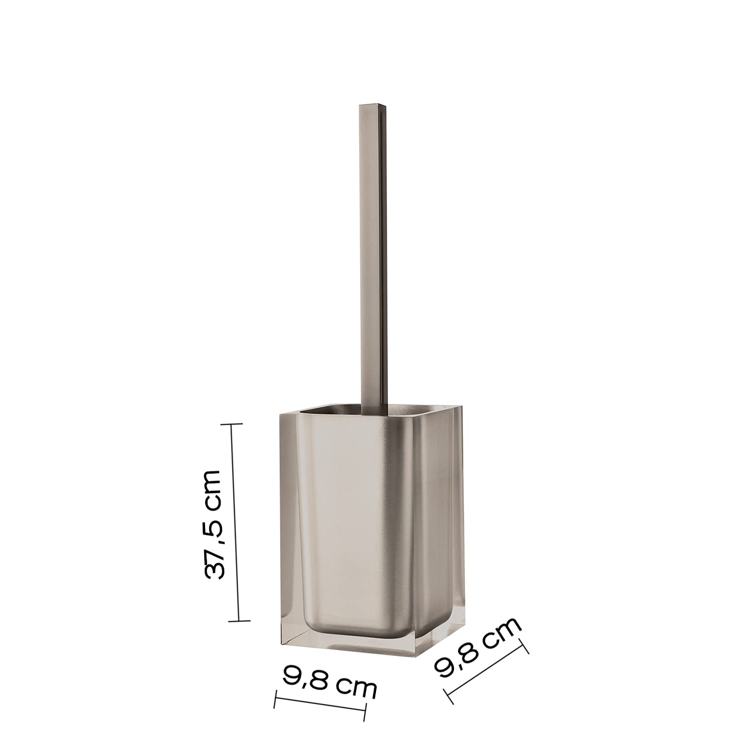 Gedy Auckland Taupe, Dimensions and Weight: 37.5 x 9.8 x 9.8 cm & 0.85 kg, Made Clear Resin, Toilet Brush Design by R&S - Image 3