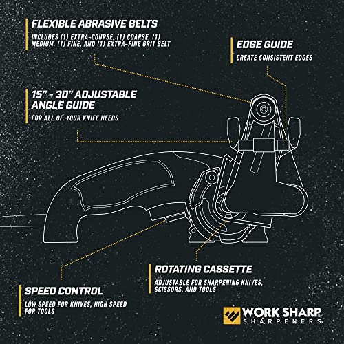 Work Sharp Knife & Tool Sharpener - Ken Onion Edition - Premium Knife Sharpening System - Serrated, Chef, Pocket Knives & Scissors