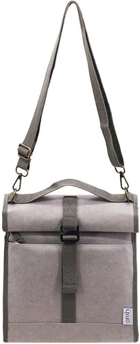 Miniatura 3 de Bolsa de almuerzo enrollable aislada con correa para el hombro. (gris)