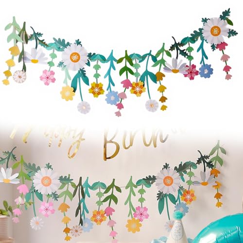 Bannière De Fleurs, Guirlande Papier, Bannière De Marguerite, Fleurs En Papier À Suspendre Pour Décorer Les Fêtes, Carnavals, Anniversaires, Chambres D'enfants