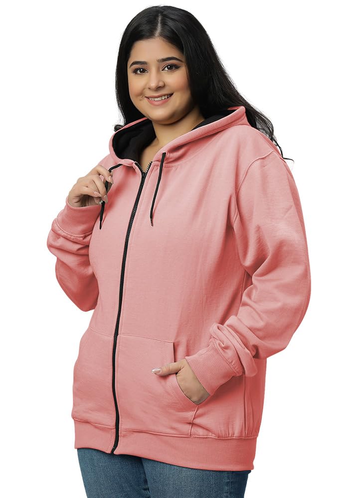 - Women's Plus Size Fleece Zipper Hoodie Jacket