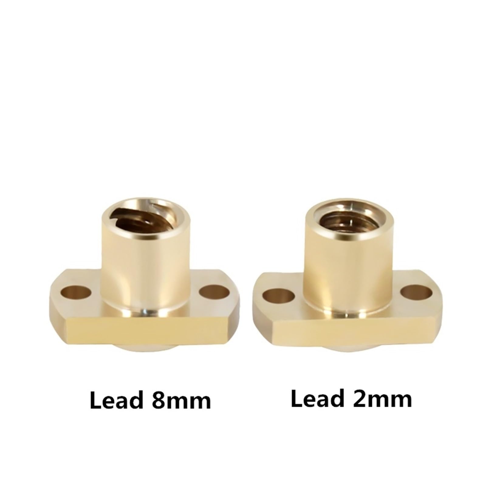 Metal Ball Screw nut T8 Nut H Flange Copper Nut for T8 Lead Screw Pitch 2mm Lead 2mm/8mm for T8 Screw Trapezoidal Screw(Lead 2mm)