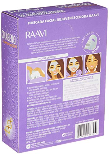 Pack Máscara de Tecido Facial Rejuvenescedora Colágeno e Q10 - Raavi, Raavi