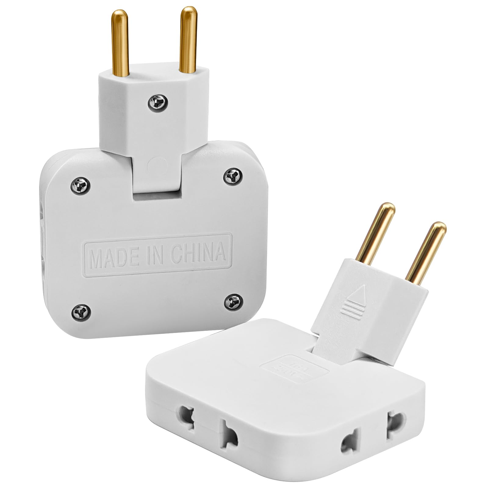 2 Stück Flache Steckdosenadapter - 180° Drehbarer Mehrfachstecker Mit 3 Anschlüssen US/EU