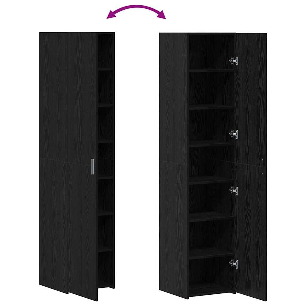 vidaXL Aparador Alto Roble Negro 40 x 42,5 x 185 cm, Alto Mueble Rectangular, Unidad Moderna de Almacenamiento, Gran Armario Interior con estanterías Verticales