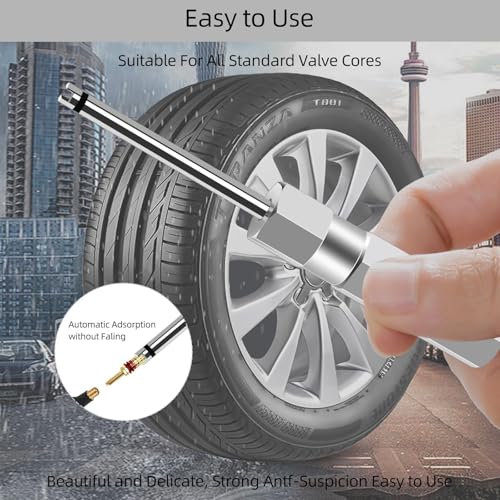 Image of 2 Pcs Valve Core Removal Tool Set, Professional Screwdriver Tire Valve Stem Core Remover Tool, 4.3 Inch Heavy Duty Tire Valves Stem Remover & Installer for Schrader Valves Removal