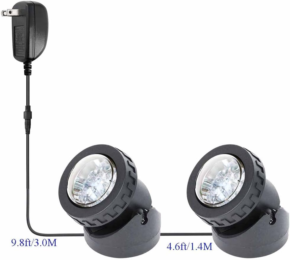Pond Lights Colored with Timer, Fountain Lights Underwater LED Weighted IP68 Waterproof Dimmable Outdoor Spotlights for Lawn Pond Fountain Waterfall Landscape, 2 Lights