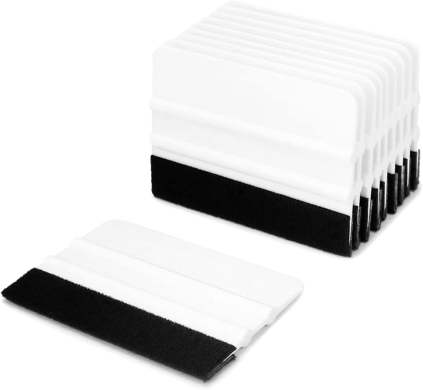 IboXq 3pcs Car Felt Edge Squeegee, Plastic Felt Edge Vinyl Squeegee, Car Washing Windshield Squeegees Tool for Car Vinyl Wrap, Film, Stickers, Decals, White, 10 * 7.3cm