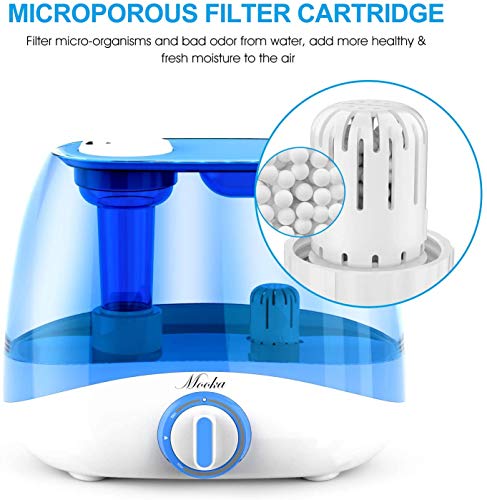 Mooka Humidifier for Bedrooms & Large Rooms, 5L (1.32Gal) Ultrasonic Cool Mist Humidifier for Babies, Lasts up to 50 Hours, Quiet Operation, Auto Shut-Off (BPA-Free)