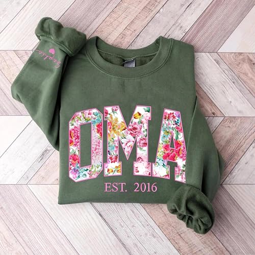 Chillever Custom Embroidered Grandma Sweatshirt, Floral Crewneck, for Grandmothers, Ideal for Nana, Mimi, Gigi4