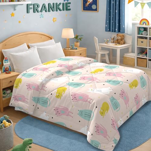 Image of MORADO Glace Cotton AC Comforter /Blanket /Quilt for Double Bed | Ultra Soft & Lightweight | All Season Reversible Comforter | Cozy Bedding for Home & Hotel | Size 90x100 Inches,Cat & Multi,Double