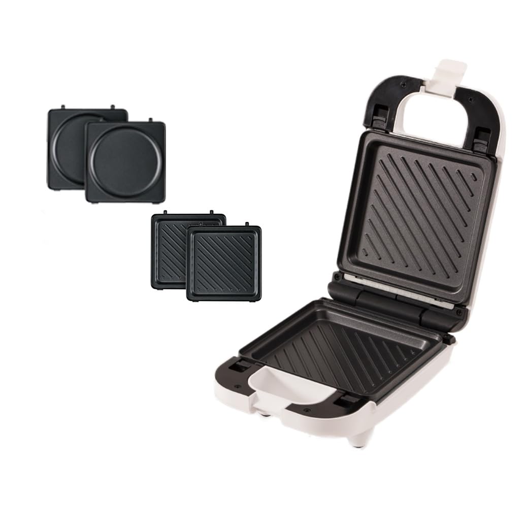 KDHS-003W-P (Official Store Exclusive) Detachable Single Hot Sand Maker + Pancake Set with Replacement Plate, Hot Sandwich and Pancake Mix for Snacks