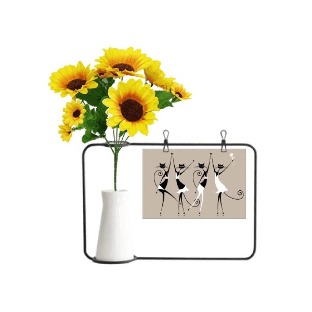 Tournesol artificiel avec carte chat pour sublimer vos tables de fête