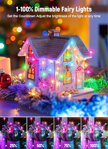 Image of Smart Fairy Lights Plug in, 2 Pack 33FT 100LEDs USB Bluetooth Twinkle Lights with Timer and Remote, App Control Starry String Lights 8 Modes for Wedding Party Indoor Christmas Decoration, Multicolor