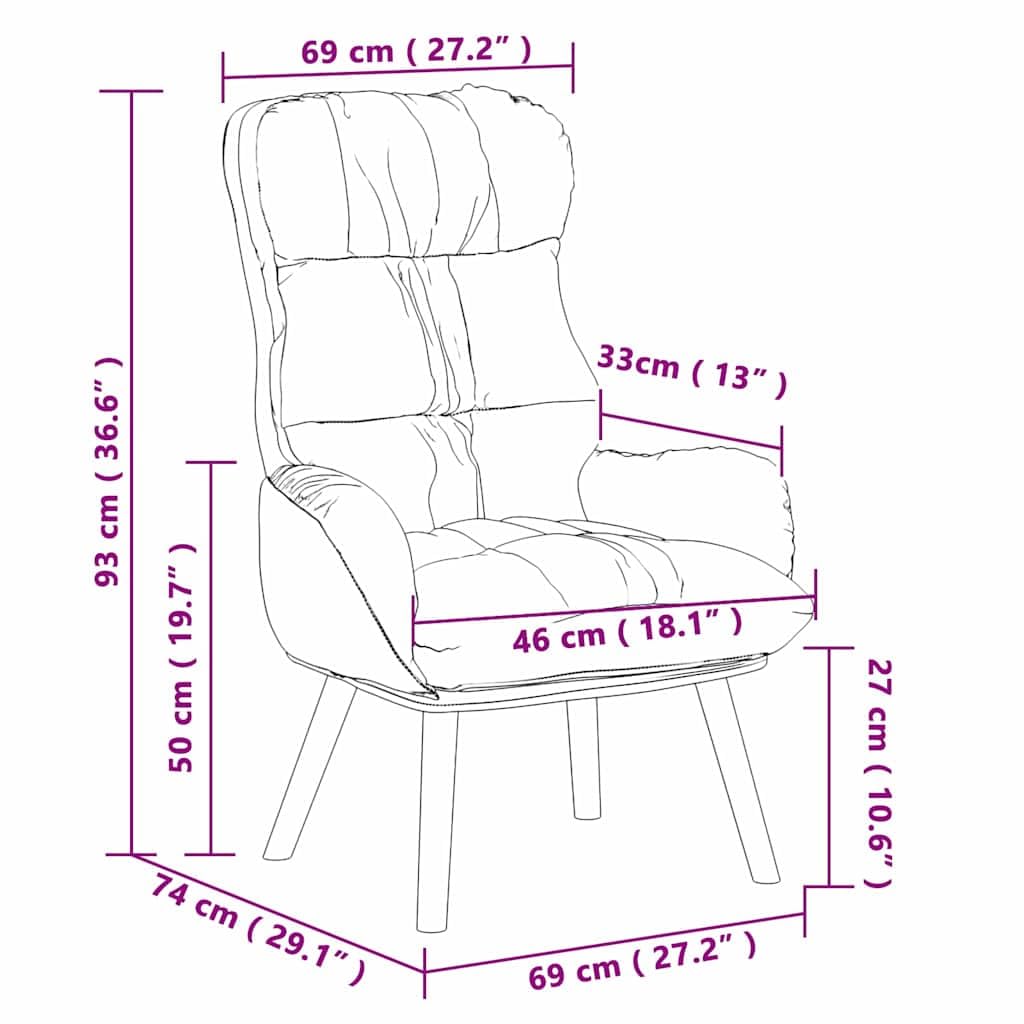 vidaXL Sessel Weiß 69 x 74 x 93 cm Kunstleder, Moderne Sessel, bequeme Polsterung, strapazierfähiges Kunstleder für Wohnzimmer, Büro