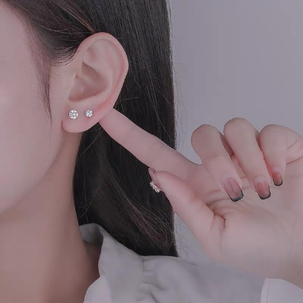 Sterling Silver Stud Earrings for Women 5 Pairs Hypoallergenic Stud Earrings Set Cubic Zirconia Earrings Studs for Girls Women Men Jewelry Gift - Image 4